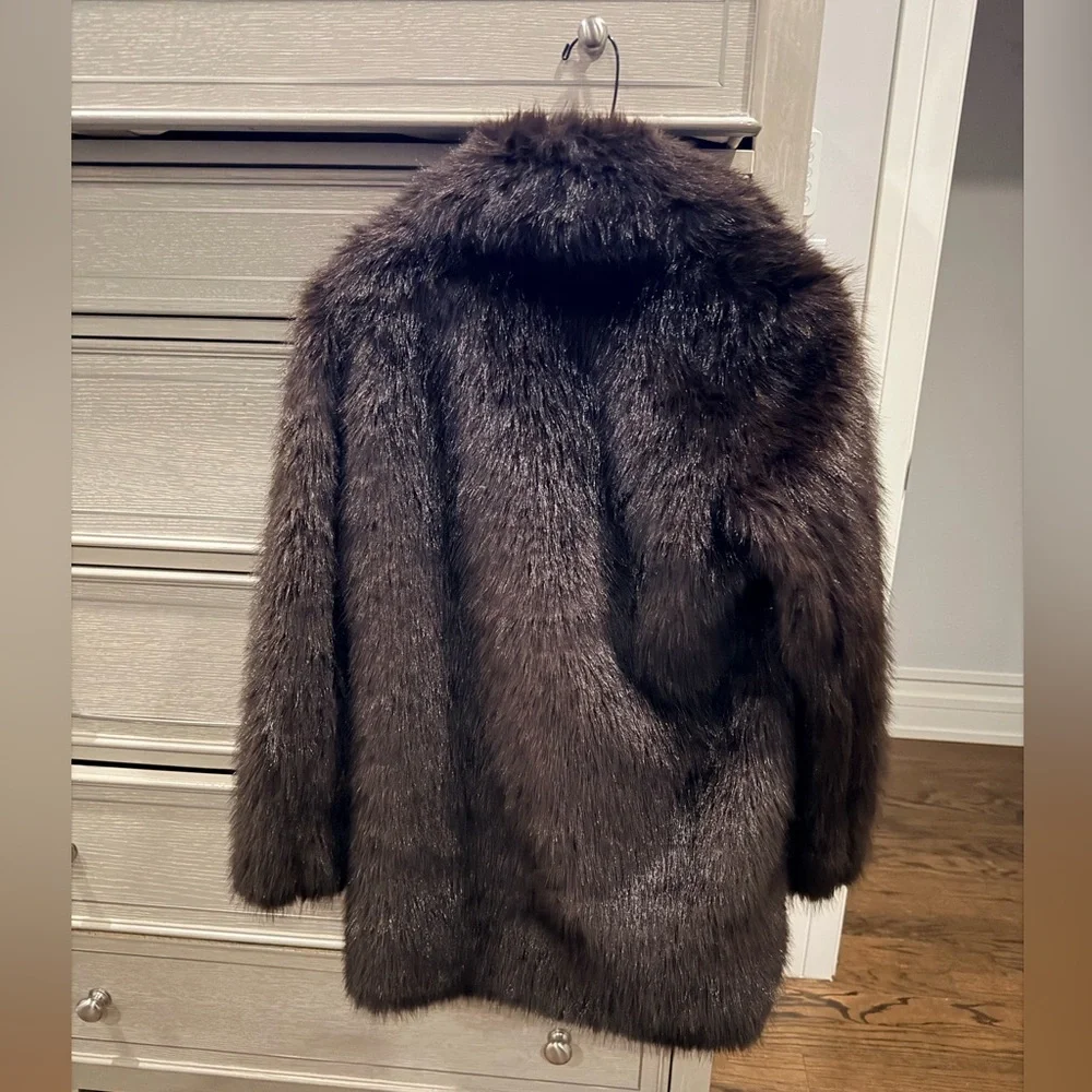 Aritzia Dark Brown Faux Fur Coat - Picture 5 of 6